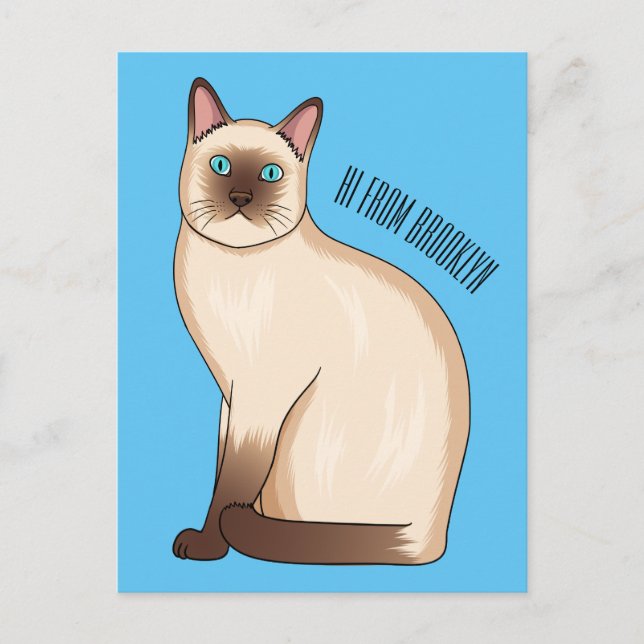 Siamese cat cartoon illustration postkarte (Vorderseite)