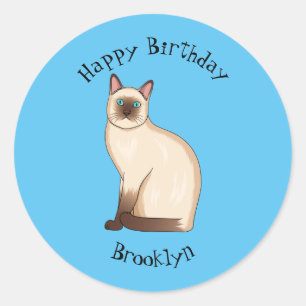 Siamese cat cartoon illustration runder aufkleber