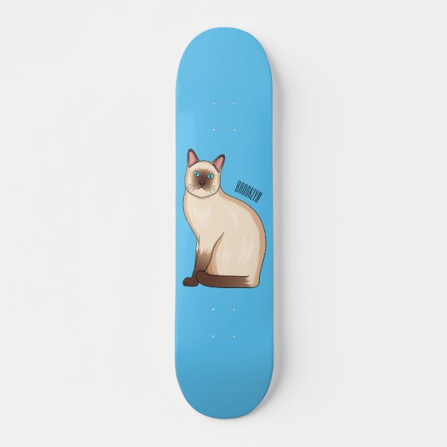 Siamese cat cartoon illustration skateboard (Vorne)