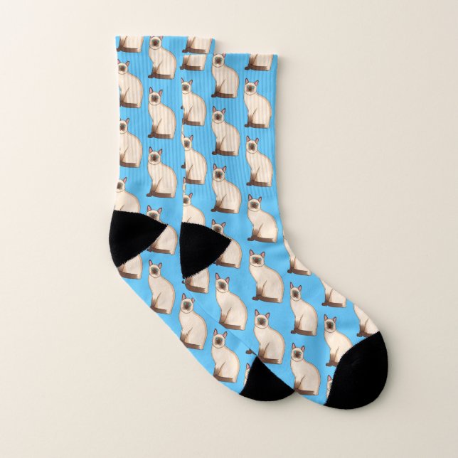 Siamese cat cartoon illustration socken (Paar)