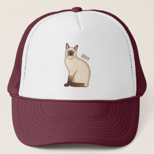Siamese cat cartoon illustration truckerkappe