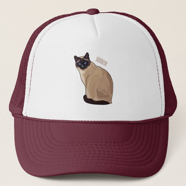 Siamese cat cartoon illustration truckerkappe (Vorderseite)