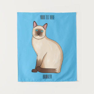 Siamese cat cartoon illustration wandteppich