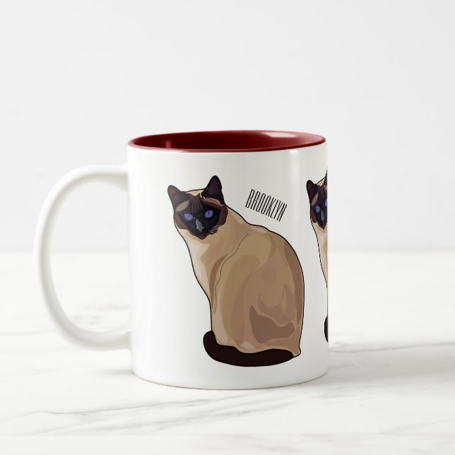 Siamese cat cartoon illustration zweifarbige tasse (Links)