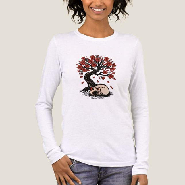 Siamese Cat Cherry Blossom SerEntity Tri-Blend Shirt (Vorderseite)
