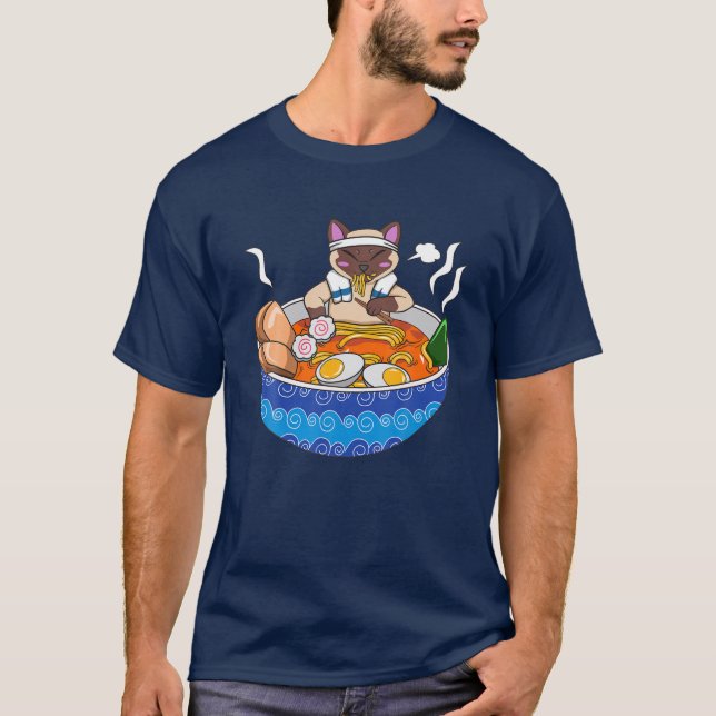 Siamese Cat Chillin Ramen Kawaii Japanisch Food Ot T-Shirt (Vorderseite)