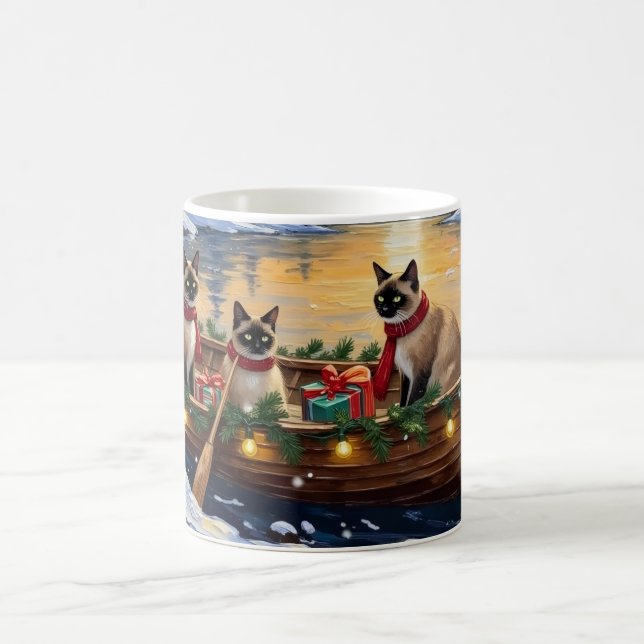 Siamese Cat Christmas Boat Holiday Kaffeetasse (Mittel)