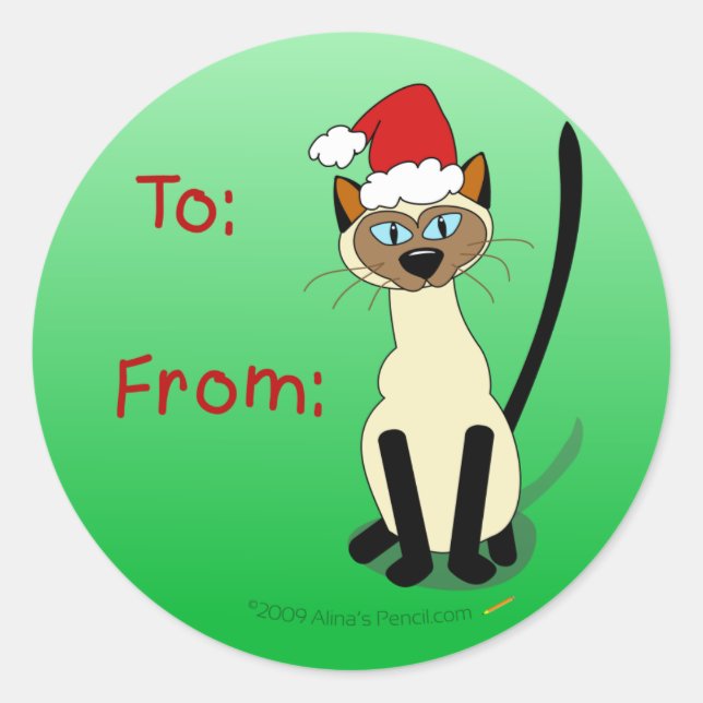 Siamese Cat Christmas Geschenk Aufkleber (Vorderseite)