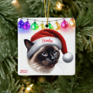 Siamese Cat Christmas Keramikornament