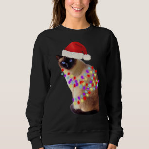 Siamese Cat Christmas Lights Funny Santa Kitten Lo Sweatshirt