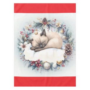 Siamese Cat Christmas Thema für Cat Lover Tischdecke
