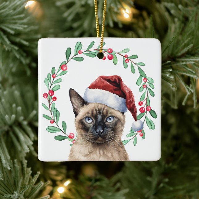 Siamese Cat Christmas Thema Keramikornament (Baum)