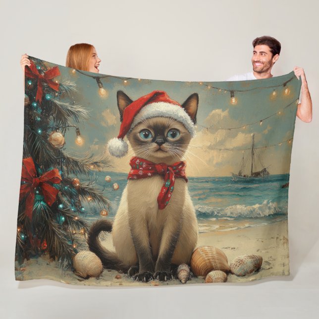 Siamese Cat Christmas Vintag Beach Fleecedecke (Beispiel)