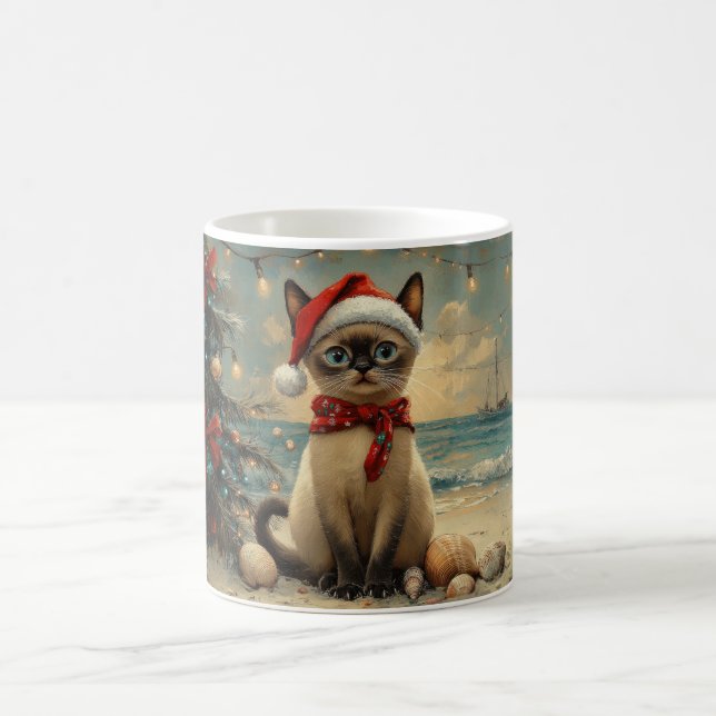 Siamese Cat Christmas Vintag Beach Kaffeetasse (Mittel)