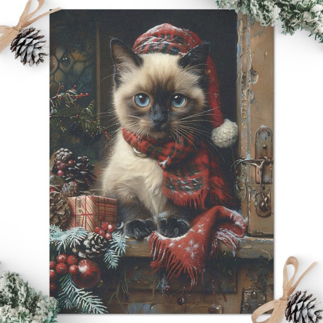 Siamese Cat Christmas Vintag Decoupage Seidenpapier (Von Creator hochgeladen)