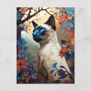 Siamese Cat Colorful Art Postkarte