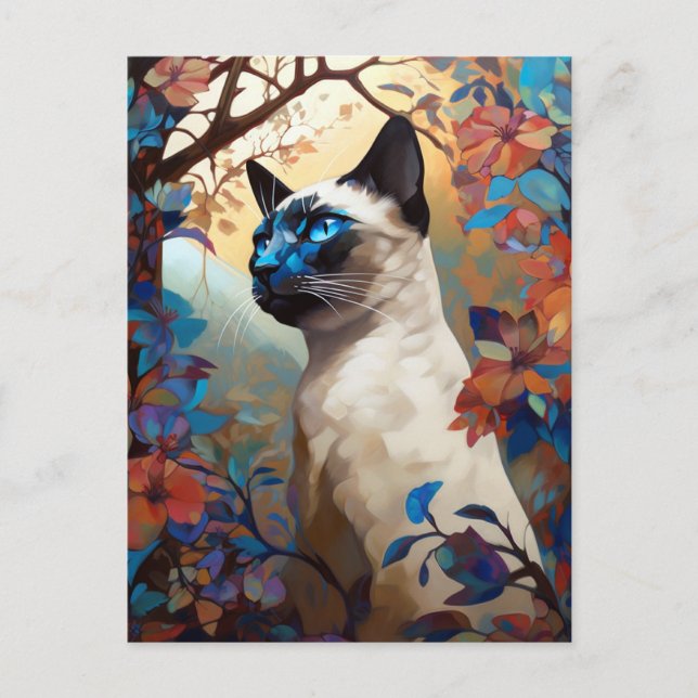 Siamese Cat Colorful Art Postkarte (Vorderseite)