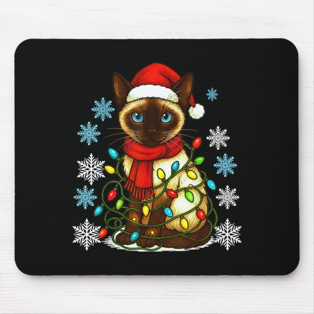 Siamese Cat Cute Cat Lover Cat Xmas Holiday Santa  Mousepad (Vorne)