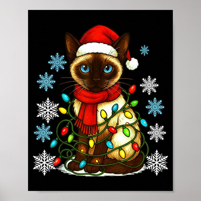 Siamese Cat Cute Cat Lover Cat Xmas Holiday Santa  Poster (Vorne)