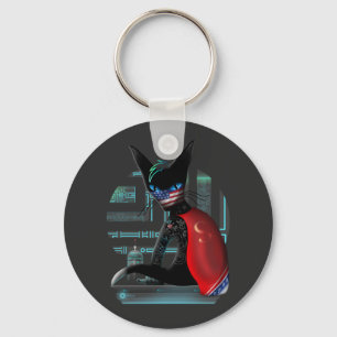 Siamese Cat Cyberpunk Ninja Schlüsselanhänger