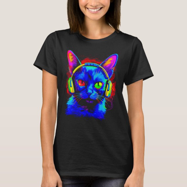 Siamese Cat DJ Music T-Shirt (Vorderseite)