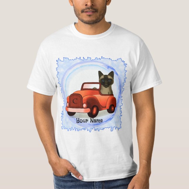 Siamese Cat Driving Car T-Shirt (Vorderseite)