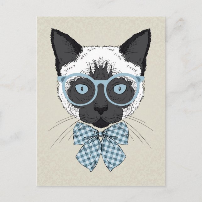 Siamese Cat Fashion Smart Postkarte (Vorderseite)