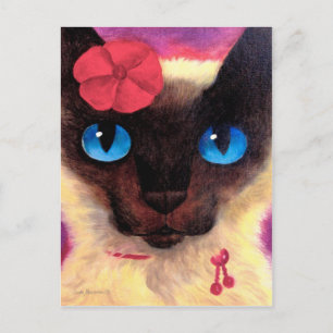 Siamese Cat Feline Pet Painting - Multi Postkarte