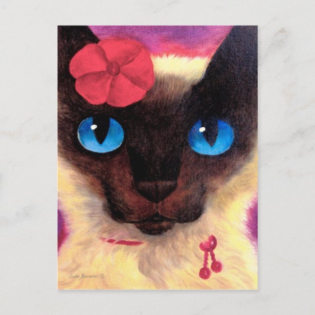 Siamese Cat Feline Pet Painting - Multi Postkarte (Vorderseite)