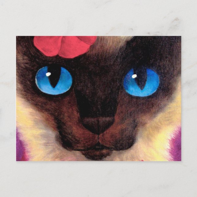 Siamese Cat Feline Pet Painting - Multi Postkarte (Vorderseite)