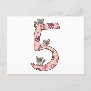Siamese Cat Fifth Birthday For Kids Cats Postcard Postkarte