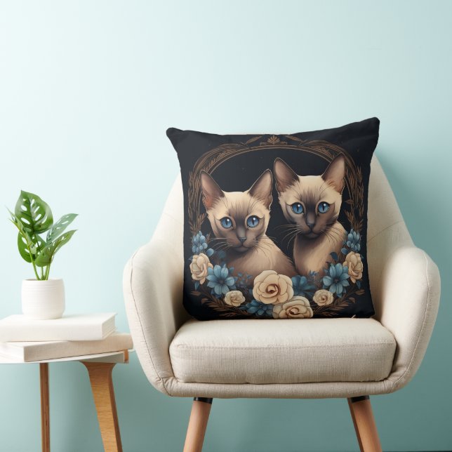 Siamese Cat Floral Design Kissen (Stuhl )