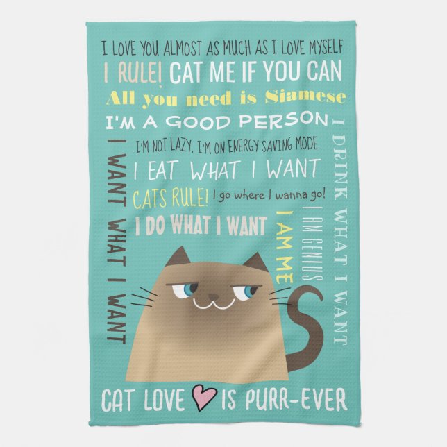 Siamese Cat Funny Geschirrtuch (Vertikal)