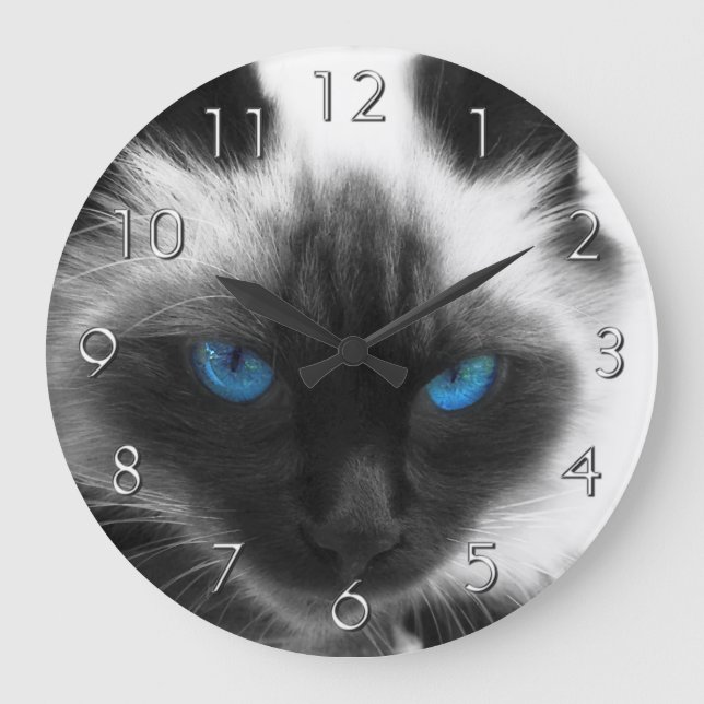 Siamese Cat Große Wanduhr (Vorderseite)