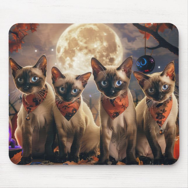 Siamese Cat Halloween Spooky Mousepad (Vorne)