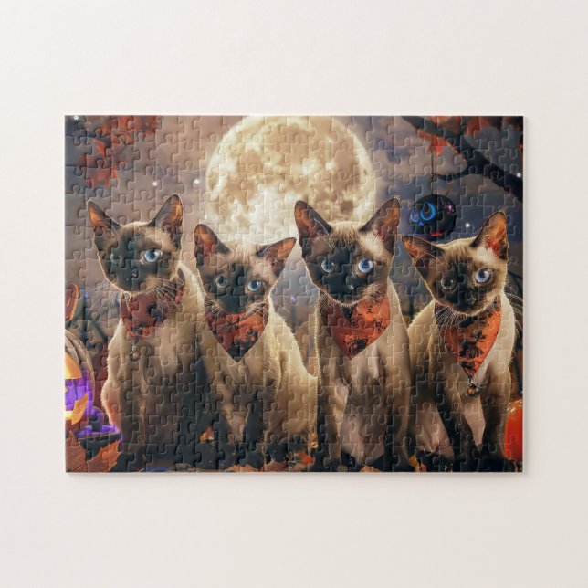 Siamese Cat Halloween Spooky Puzzle (Horizontal)
