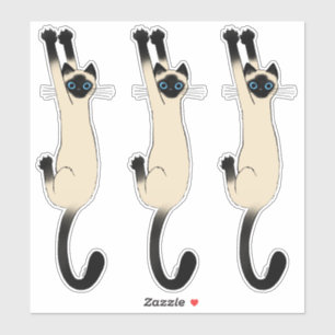Siamese Cat hanging on Funny Cat Stickers Aufkleber