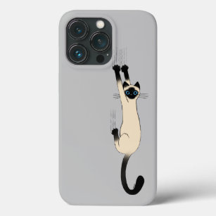 Siamese Cat hanging on   Witzige Katze mit blauen  Case-Mate iPhone Hülle