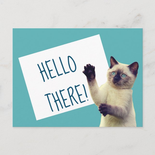 Siamese Cat Hello There Custom Message Postkarte (Vorderseite)
