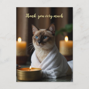 Siamese Cat im Wellness-Center vielen Dank Postkarte
