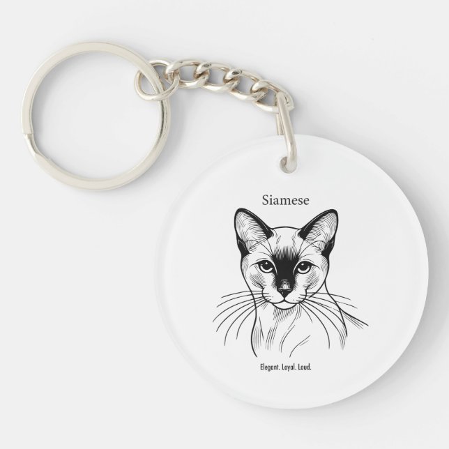 Siamese Cat Keychain – Elegant. Loyal. Loud. Schlüsselanhänger (Vorderseite)