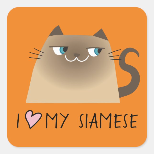 Siamese Cat Liebe Quadratischer Aufkleber (Vorderseite)