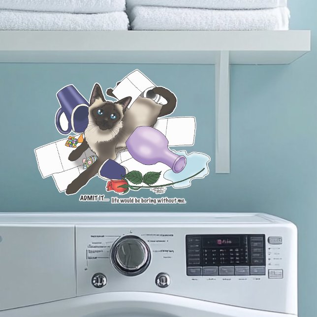 Siamese Cat Mischief Funny Aufkleber (Von Creator hochgeladen)