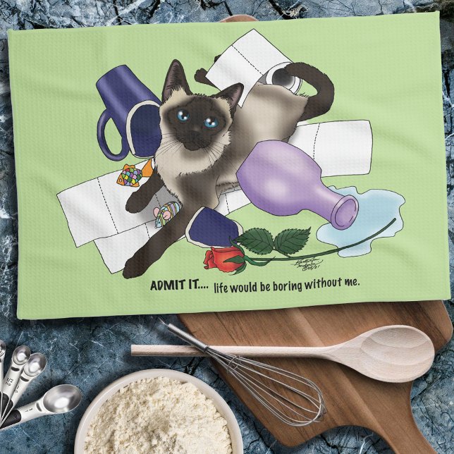 Siamese Cat Mischief Funny Geschirrtuch (Von Creator hochgeladen)