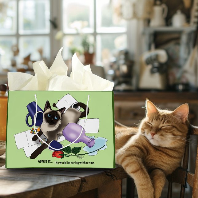 Siamese Cat Mischief Funny Große Geschenktüte (Von Creator hochgeladen)