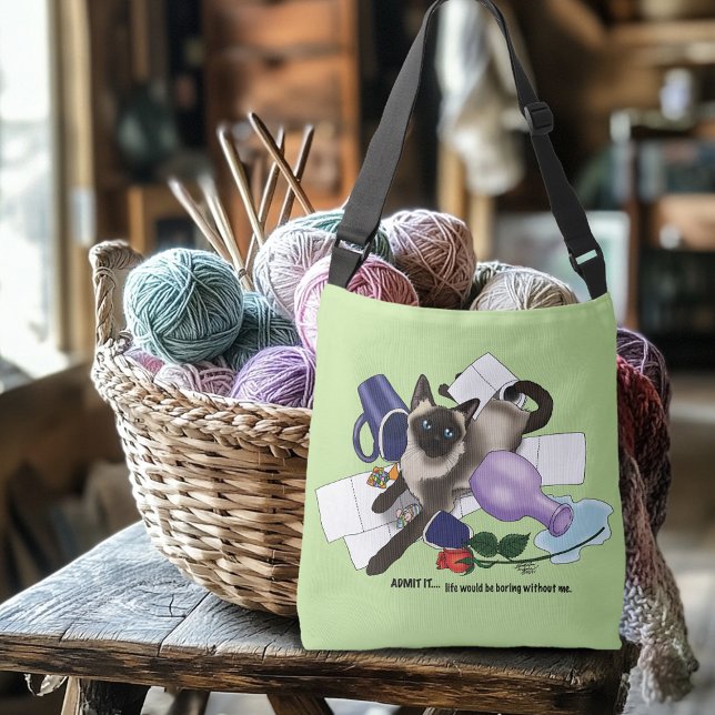 siamese Cat Mischief Funny Tragetaschen Mit Langen Trägern (Von Creator hochgeladen)