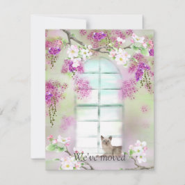Siamese Cat New Address Announcement Note Card Mitteilungskarte