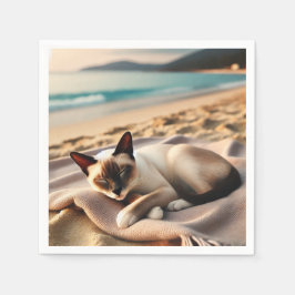 Siamese Cat Nickerchen am Strand Serviette