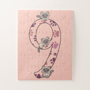Siamese Cat Ninth Birthday for Kids Cats Jigsaw Pu Puzzle