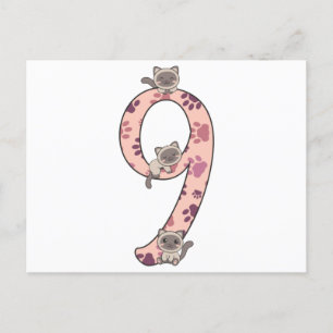 Siamese Cat Ninth Birthday For Kids Cats Postcard Postkarte